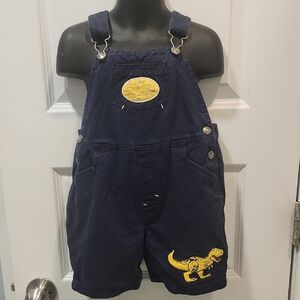 Blue and Yellow T-Rex Short Overalls VTG